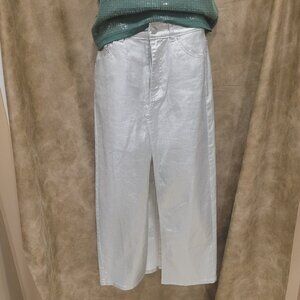 Metallic faux leather long skirt